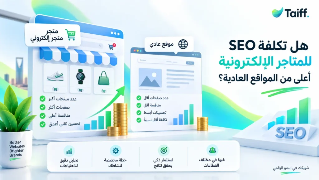 كم تكلفة تحسين محركات البحث SEO في السعودية؟ 1 هل تكلفة SEO للمتاجر الإلكترونية أعلى من المواقع العادية؟