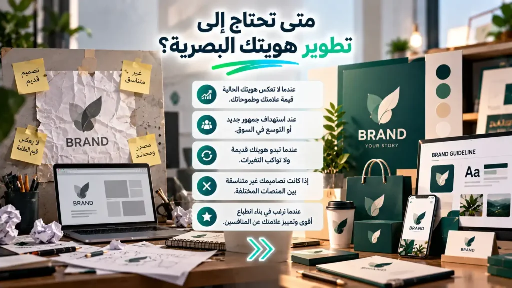 تكلفة تطوير الهوية البصرية وكيف تحدد ميزانية علامتك 1 متى تحتاج إلى تطوير هويتك البصرية؟