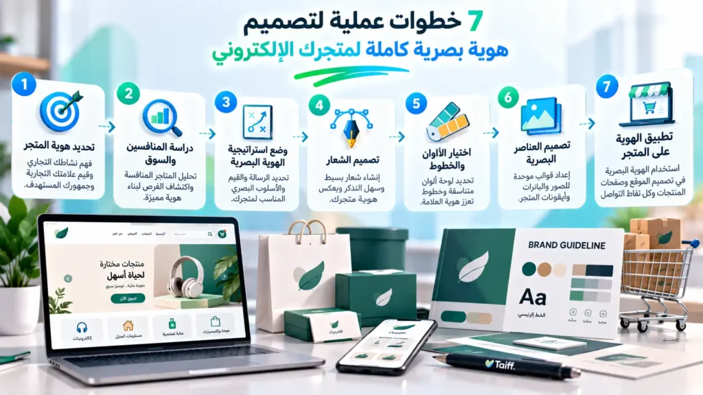 خطوات تصميم هوية بصرية لمتجر إلكتروني: من الفكرة إلى التنفيذ 1 7 خطوات عملية لتصميم هوية بصرية كاملة لمتجرك الإلكتروني